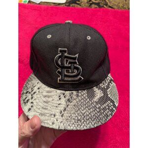 St. Louis Cardinals Snapback Hat Black Gray Faux Snakeskin Brim Headcoverz Cap